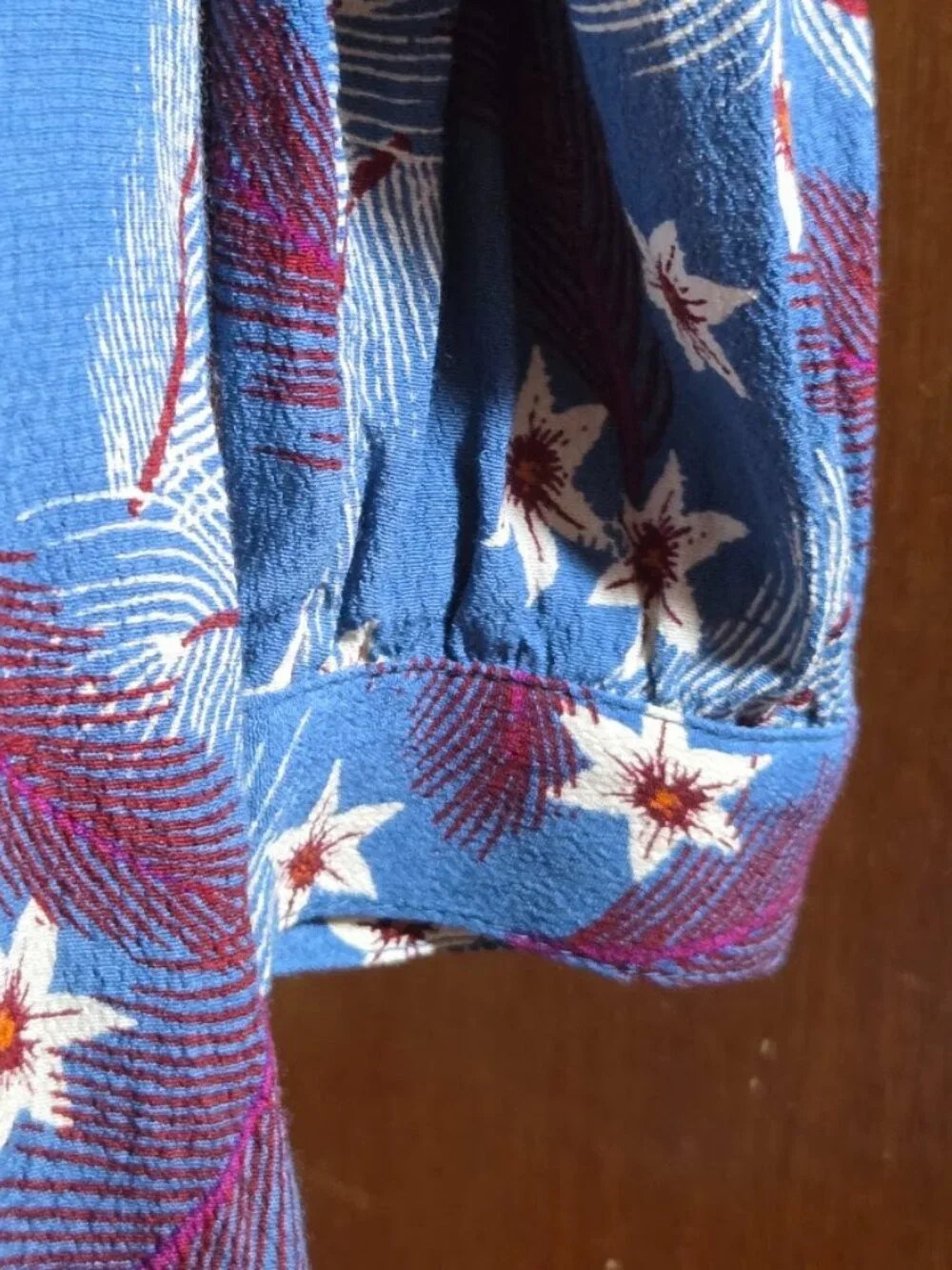 & Other Stories Paris Atelier Floral Feather Blue Faux Wrap Dress - Size 0 - Picture 5 of 11